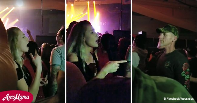 Precious moment teen girl signs the lyrics of a song to her deaf dad at a rock concert