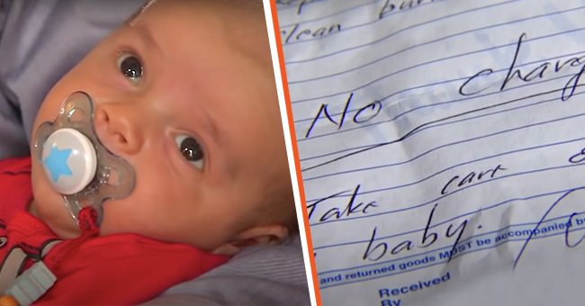 [Left] Baby Adler; [Right] The bill from Magnuson Sheet Metal. | Source: youtube.com/FOX 9 Minneapolis-St. Paul