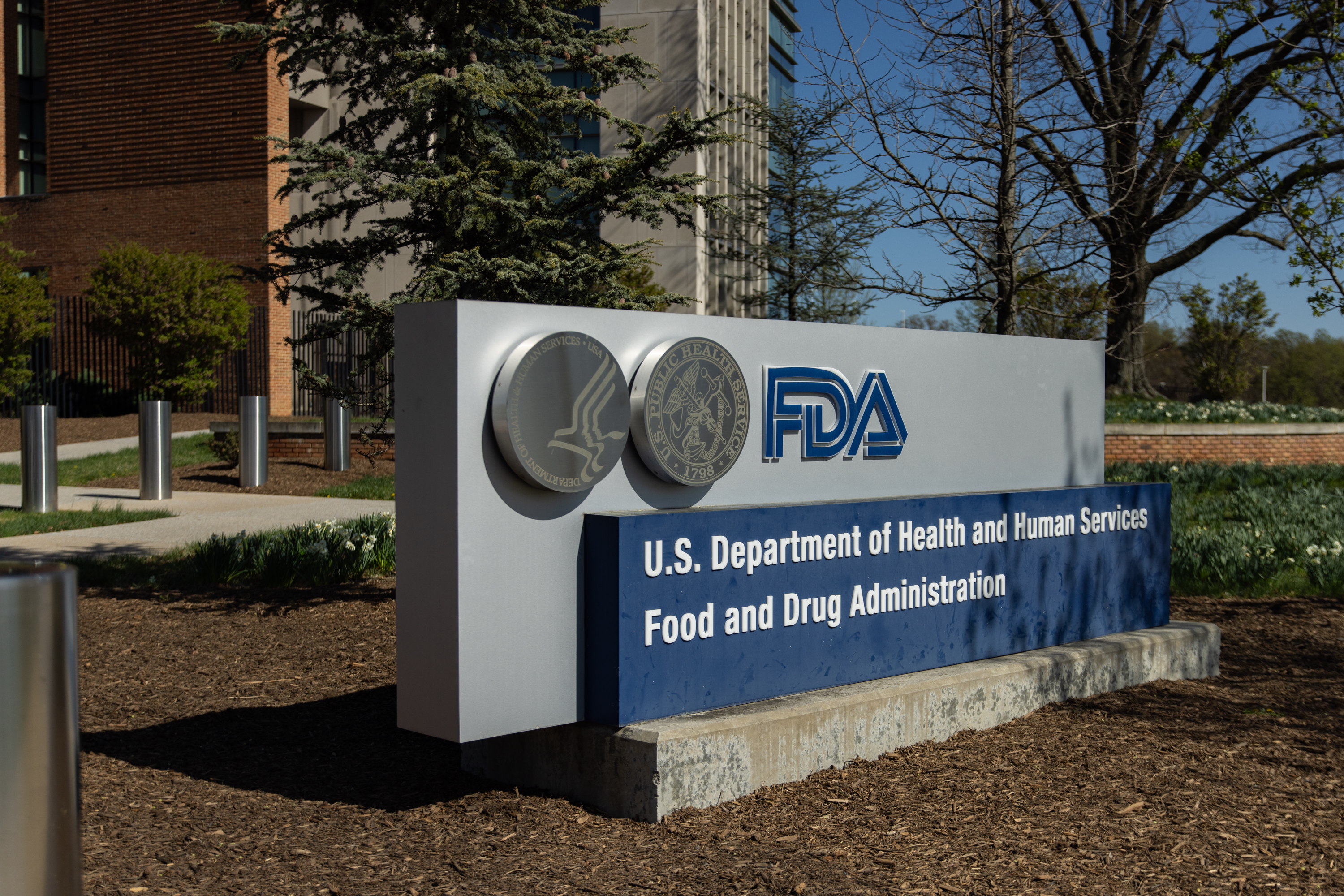 The FDA building sign at its White Oak campus in Silver Spring, Maryland on April 8, 2025. | Source: Getty Images