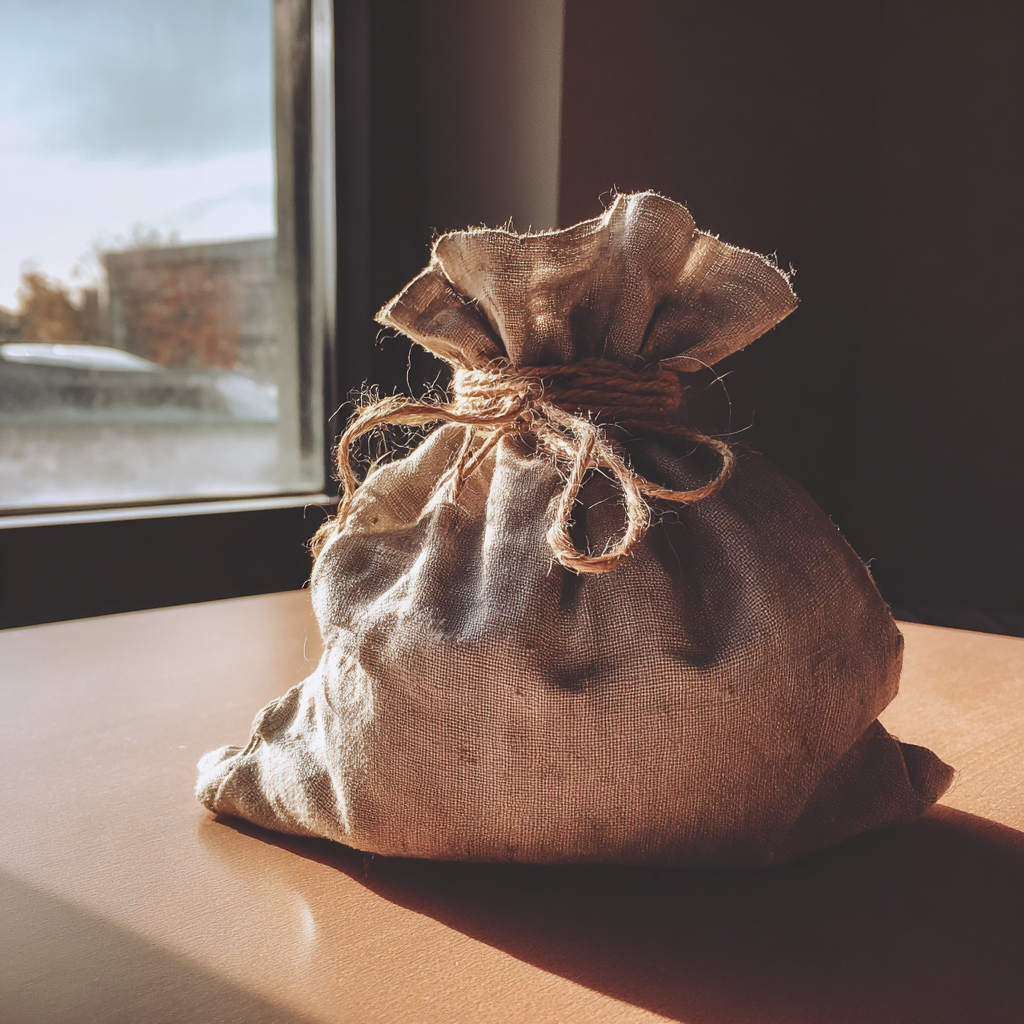 A cloth bag on a table | Source: Midjourney