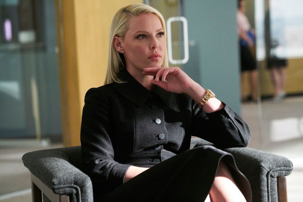 A portrait of Katherine Heigl on set of TV series, Suit as Samantha Wheeler on April 12, 2018 | Photo: Getty Images