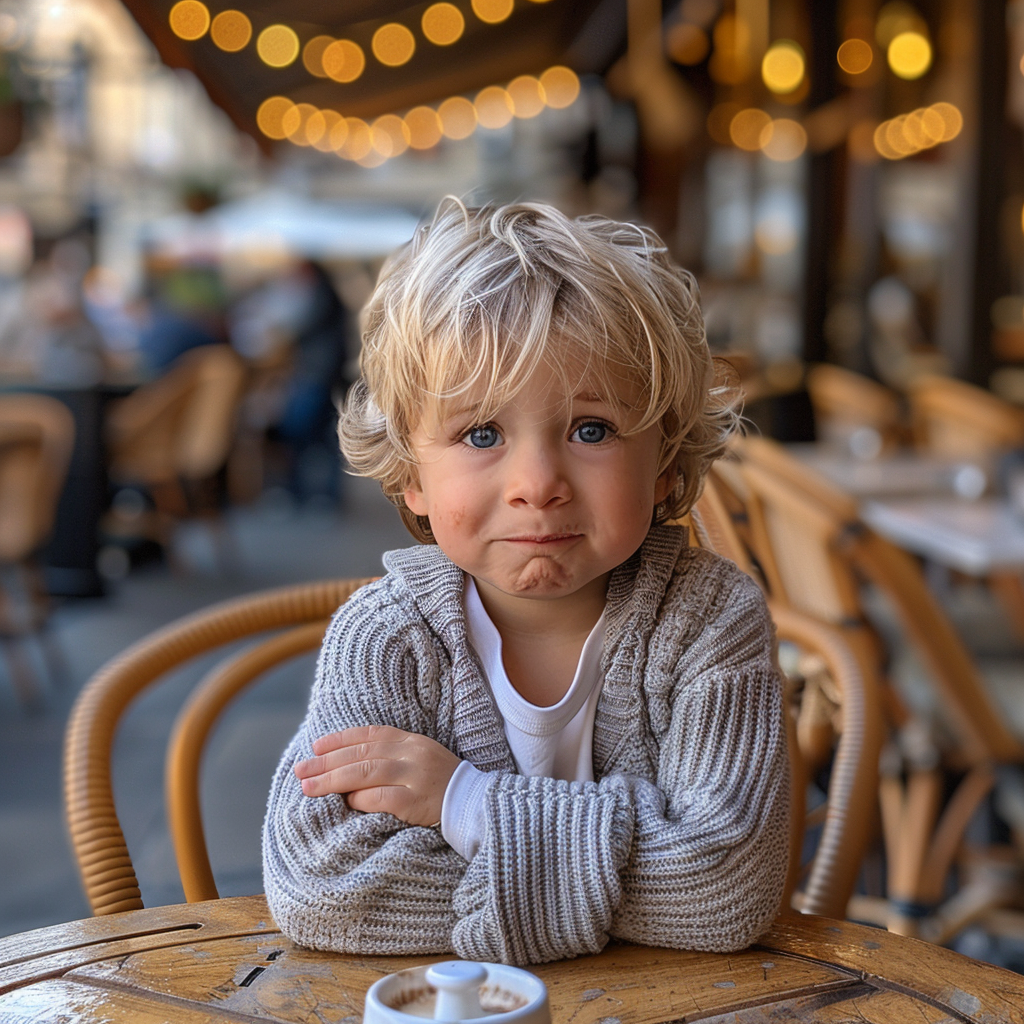 Scared Hudson in a cafe | Source: Midjourney