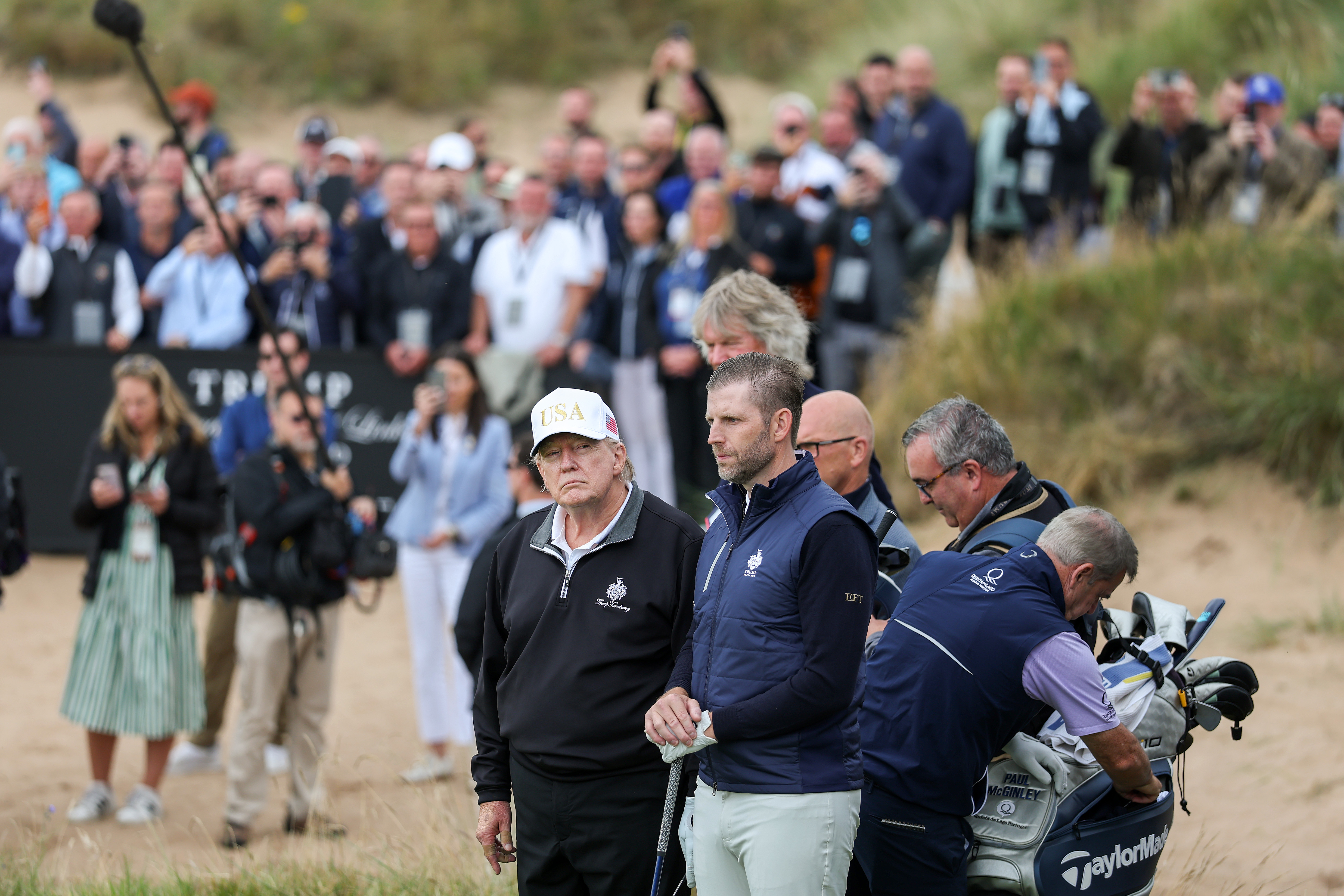 President Donald Trump at his new International Golf links resort in Balmedie, Scotland on July 29, 2025 | Source: Getty Images