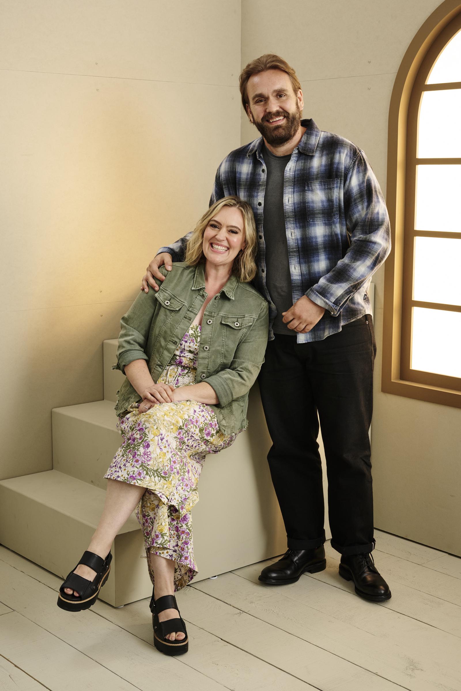 Jennifer Candy and Christopher Candy of "John Candy: I Like Me" pose in the Getty Images Portrait Studio Presented by IMDb and IMDbPro during the Toronto International Film Festival at InterContinental Toronto Centre on September 5, 2025, in Toronto, Ontario. | Source: Getty Images
