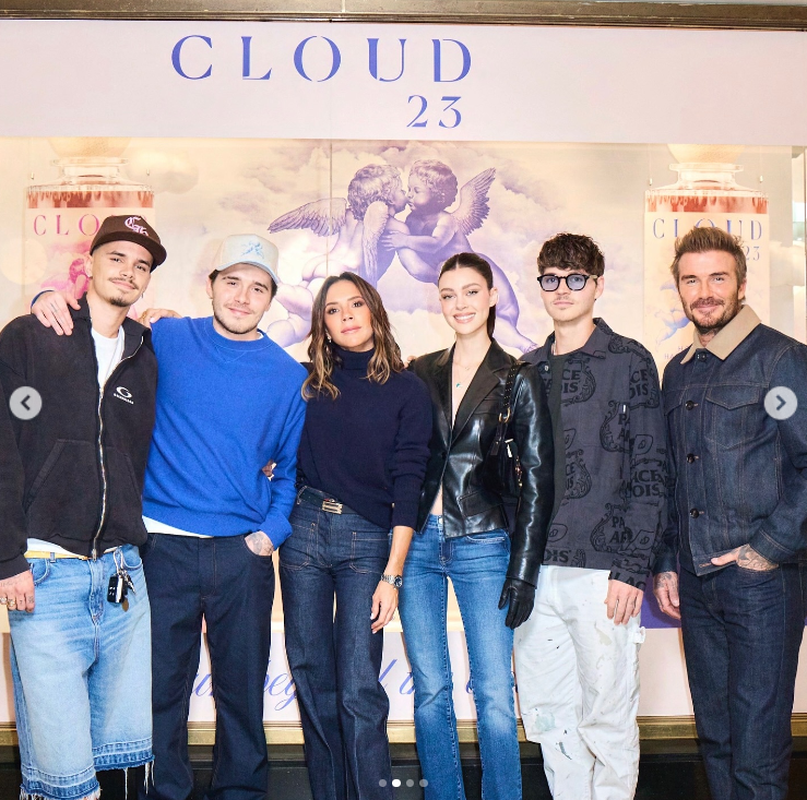 Brooklyn Beckham and Nicola Peltz, with Victoria and David Beckham, and others at the launch of Cloud23 on October 4, 2024 | Source: Instagram/davidbeckham