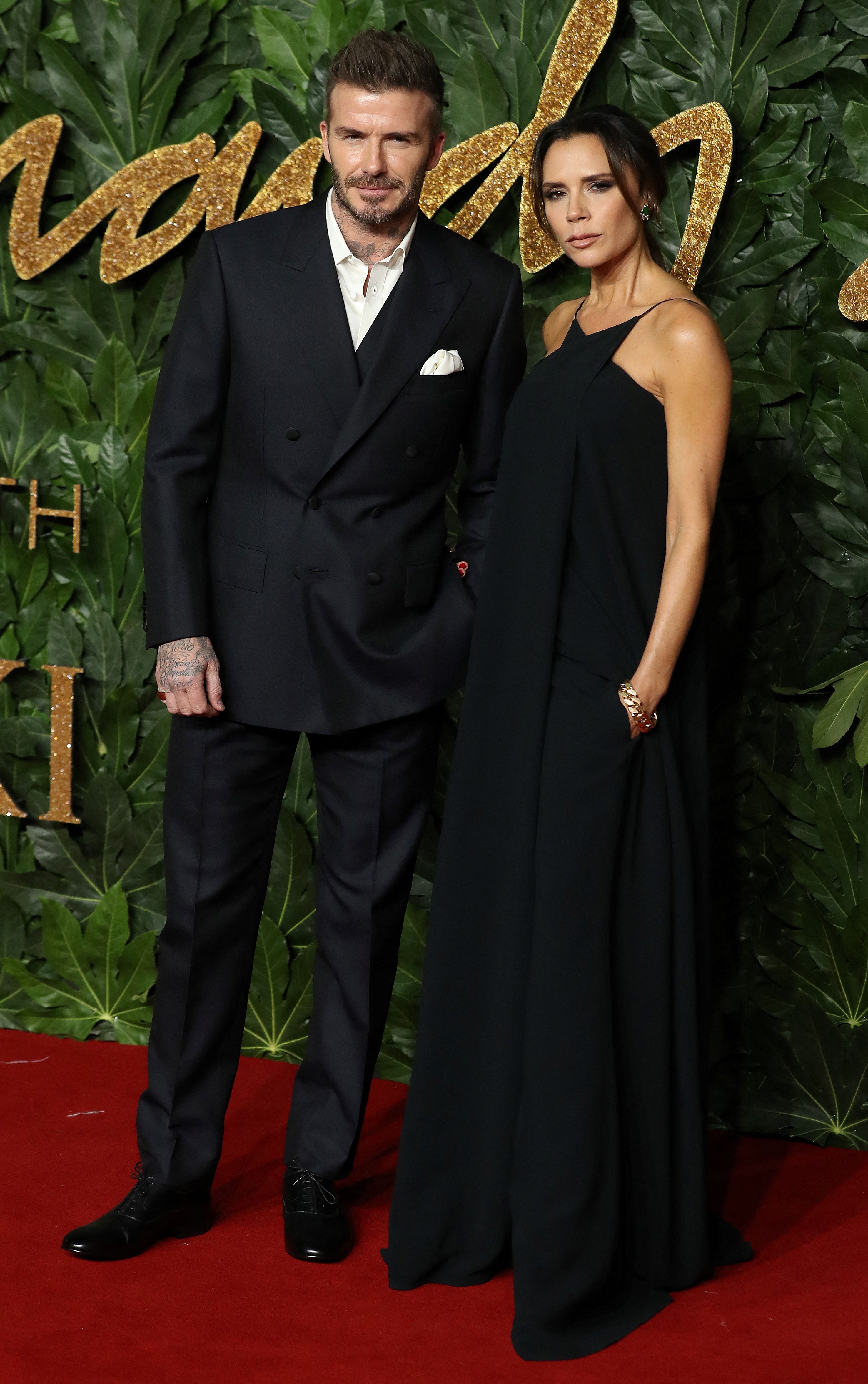 David and Victoria Beckham at the British Fashion Awards in London on December 10, 2018. | Source: Getty Images