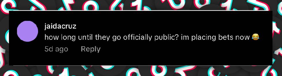 A netizen's comment on the rumored couple, dated November 12, 2025 | Source: TikTok/@deadline