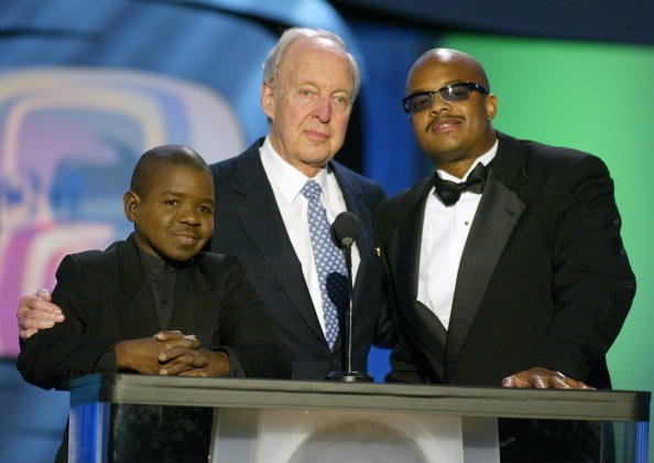 Actors Gary Coleman, Conrad Bain and Todd Bridges speak on stage during the TV Land Awards in 2003 | Photo: Getty Images