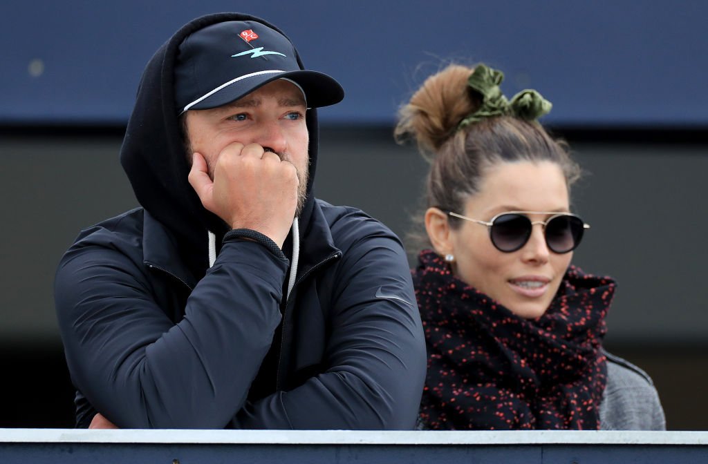 Justin Timberlake watches the golf Jessica Biel during the final round of the Alfred Dunhill Links Championship, September 2019 | Source: Getty Images