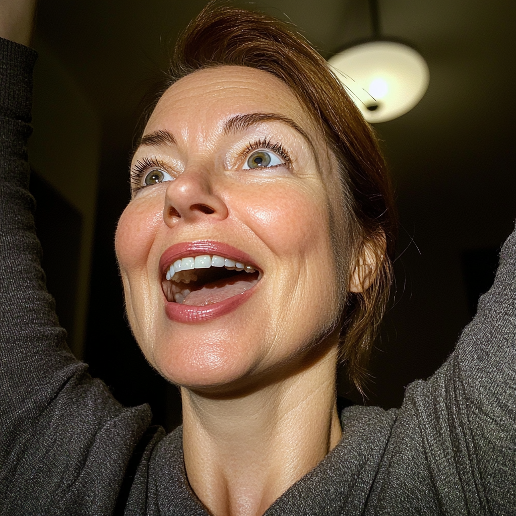 A woman cheering | Source: Midjourney