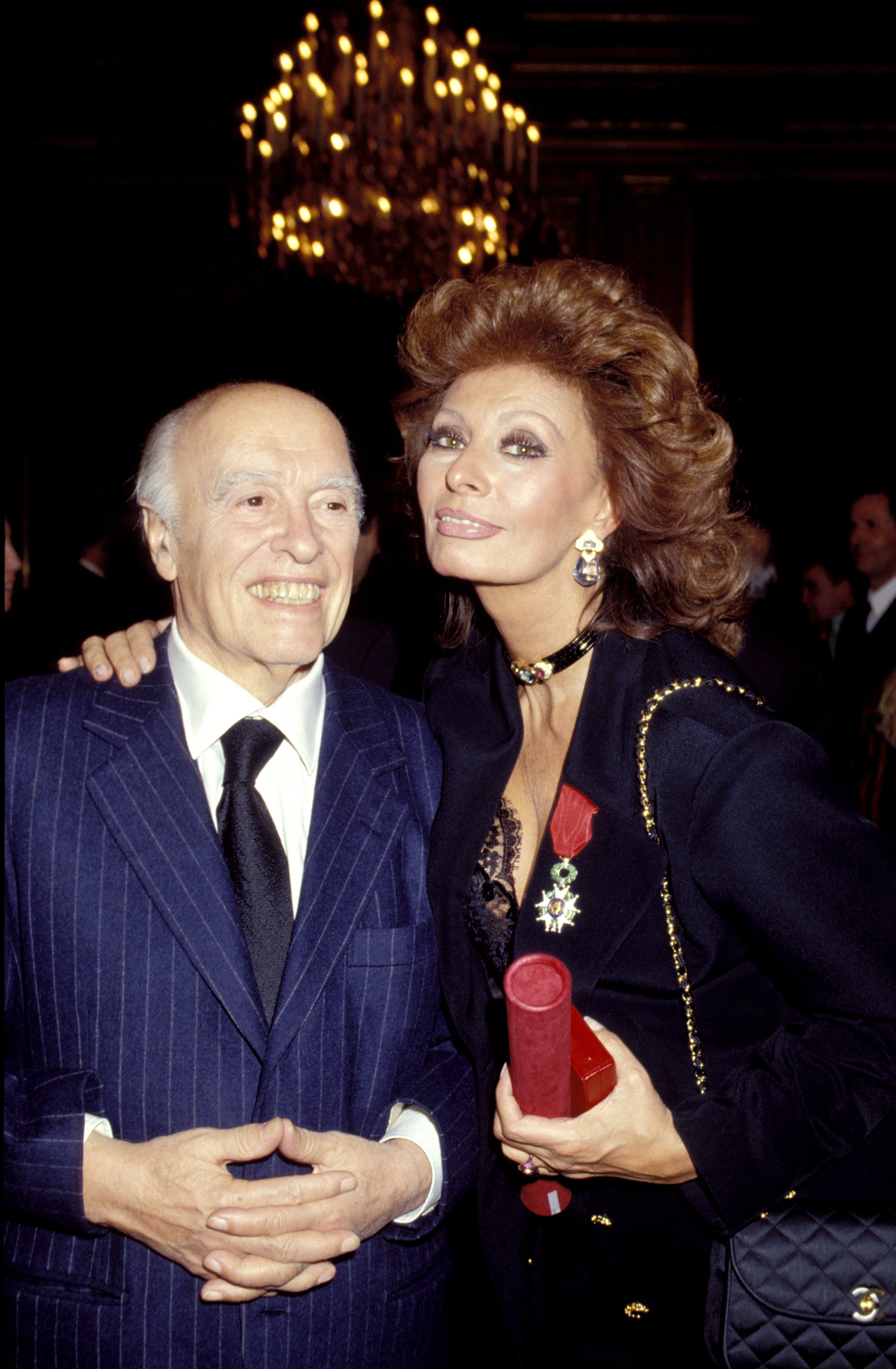 Sophia Loren and Carlo Ponti attend an event at the Elyses Presidential Palace in Paris, France, December 19, 1991. Source: Getty Images