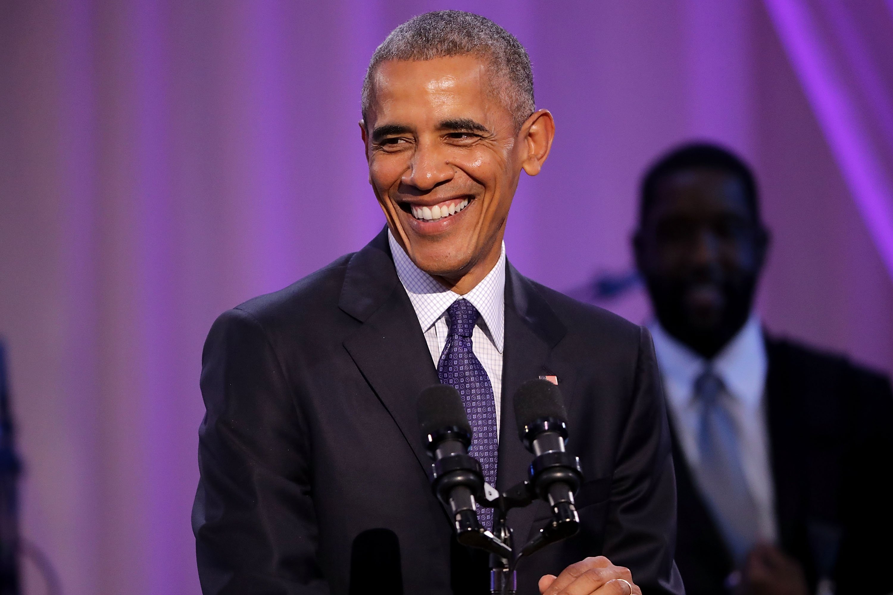 Barack Obama speaking at BET's “Love and Happiness: A Musical Experience" on October 21, 2016 at The White House in Washington, DC. | Source: Getty Images 