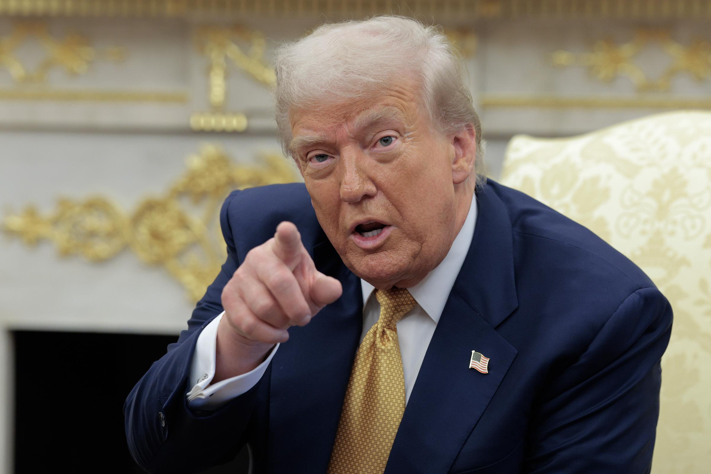 U.S. President Donald Trump calls on a reporter during a meeting in the Oval Office at the White House on July 22, 2025, in Washington, D.C. | Source: Getty Images