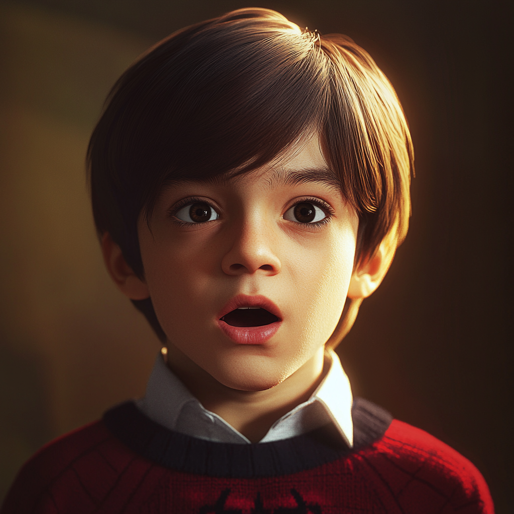 A startled little boy | Source: Midjourney