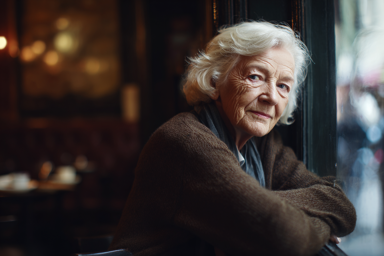 An older woman sitting in a café | Source: Midjourney