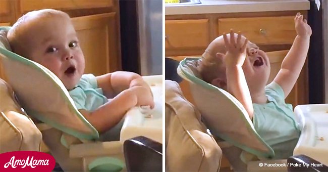 Dad sings national anthem in the kitchen and baby's reaction goes viral