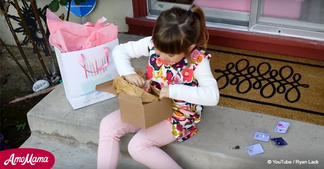 Six-year-old birthday girl opens last present to find furry surprise inside (video)