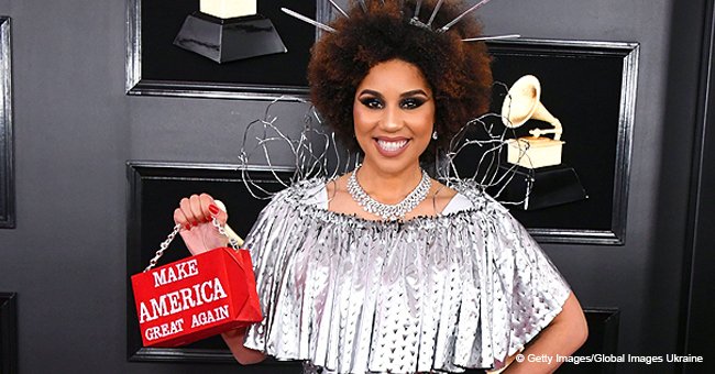 Joy Villa pays tribute to Trump by wearing ‘build the wall’ dress and ‘MAGA’ purse for the Grammys