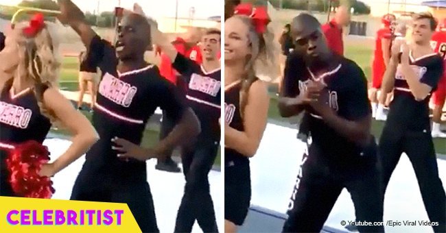 Texas male cheerleader steals the show with his sassy moves in viral video