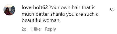 Screenshot of a fan's comment about Shania Twain in June 2023. | Source: instagram.com/shaniatwain