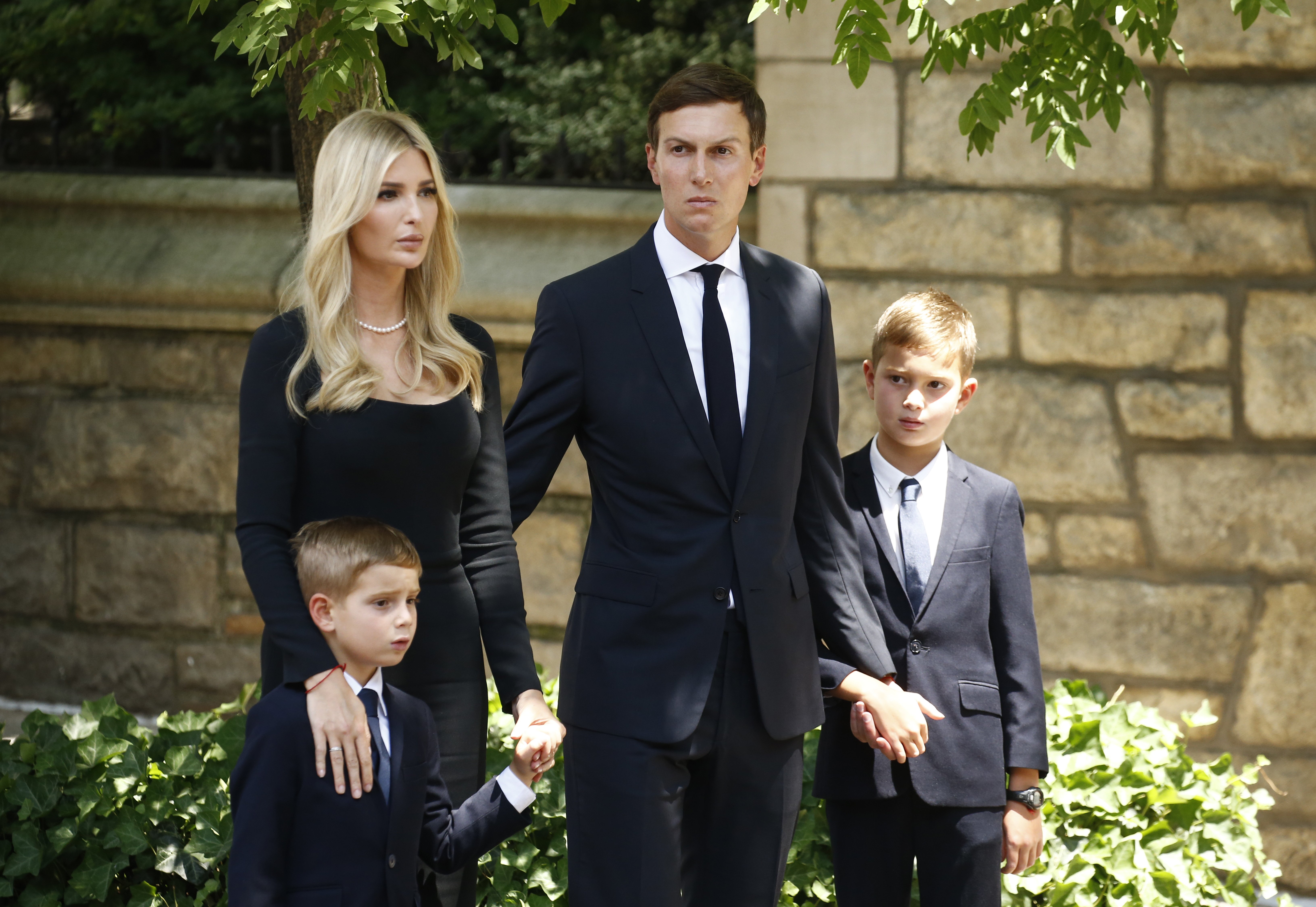 Ivanka Trump with her husband Jared Kushner and sons Theo Kushner and Joseph Kushner attending the funeral of Ivana Trump at St. Vincent Ferrer Roman Catholic Church on July 20, 2022 in New York City.┃Source: Getty Images
