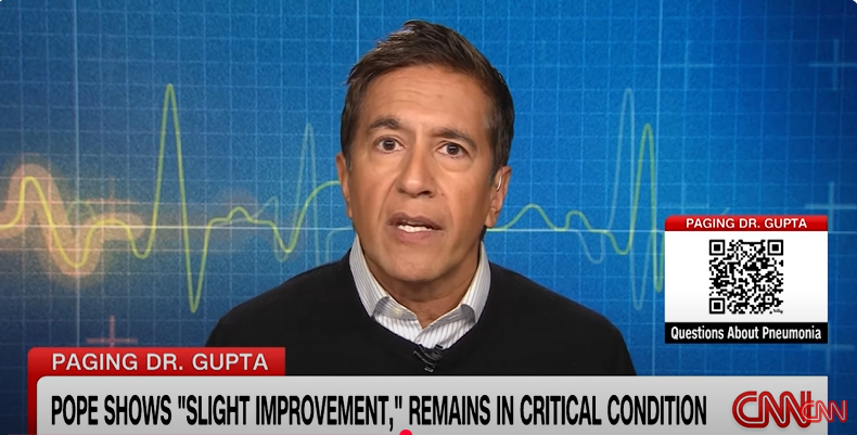 A screenshot of Dr. Sanjay Gupta breaking down the big concern with Pope Francis' health from a video dated February 25, 2025. | Source: YouTube/CNN