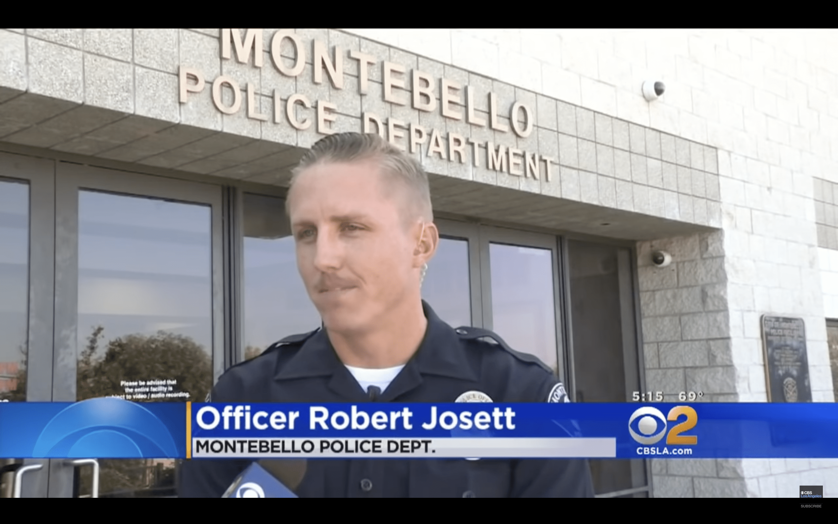 Officer Robert Josett. | Source: youtube.com/CBS Los Angeles