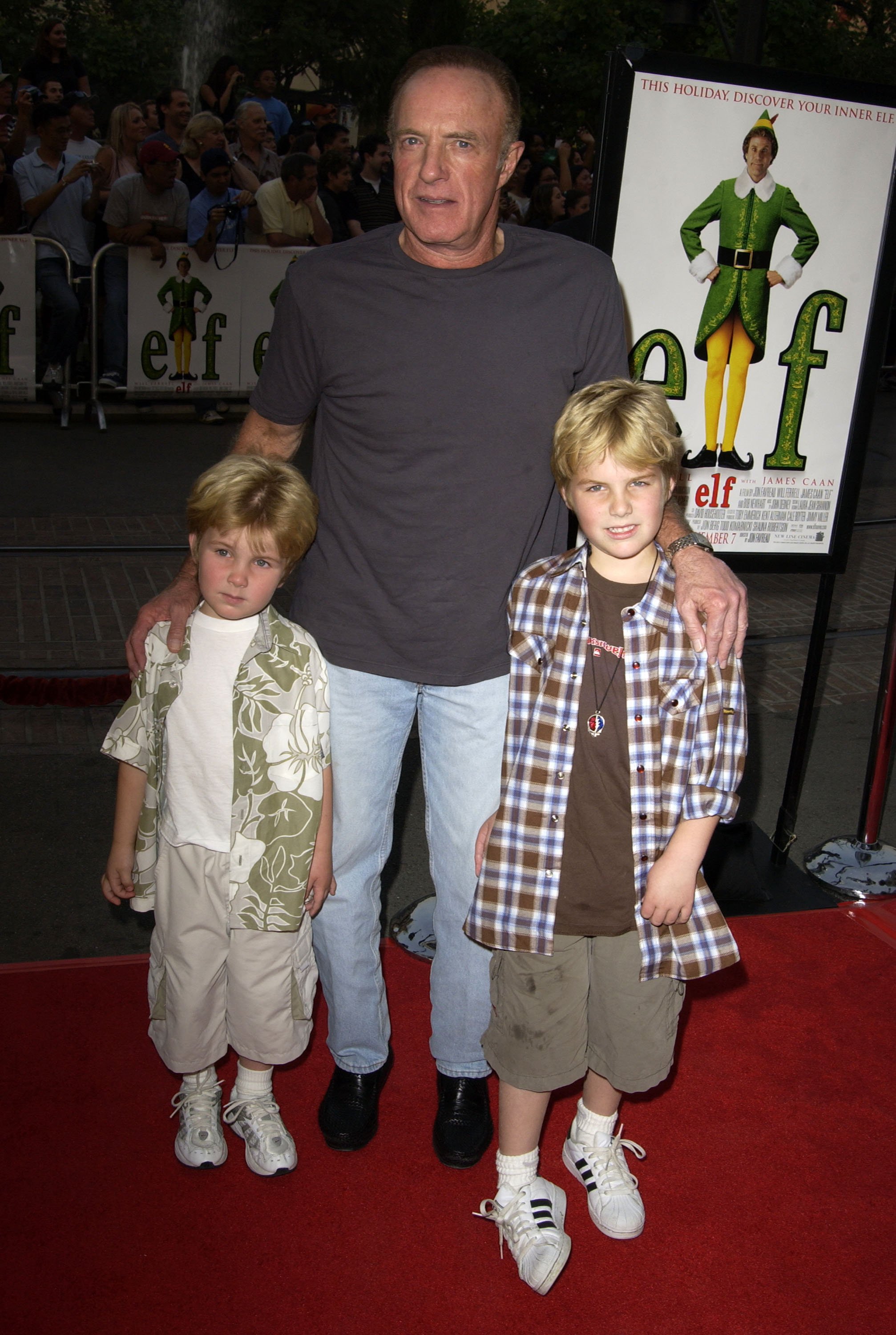 James Caan and sons James Jr. and Jake during "Elf" special screening at The Grove Theater in Los Angeles, California. / Source: Getty Images