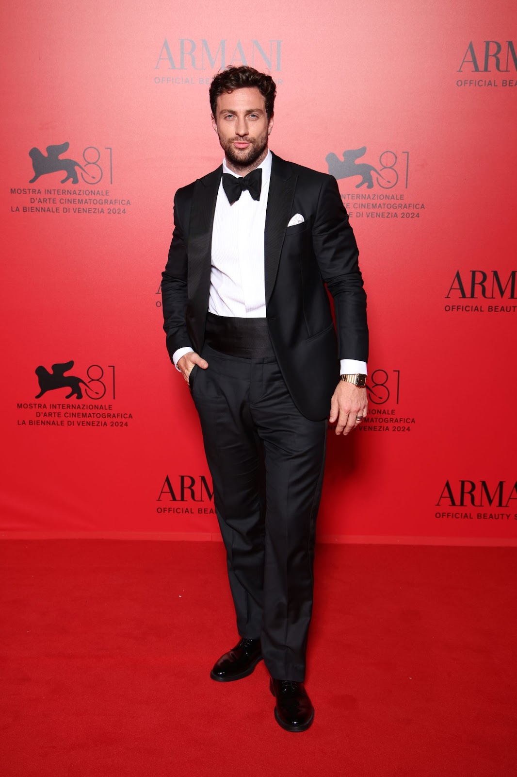 Aaron Taylor-Johnson at the Armani Beauty Passione Party during the 81st Venice International Film Festival on August 31, 2024, in Italy. | Source: Getty Images