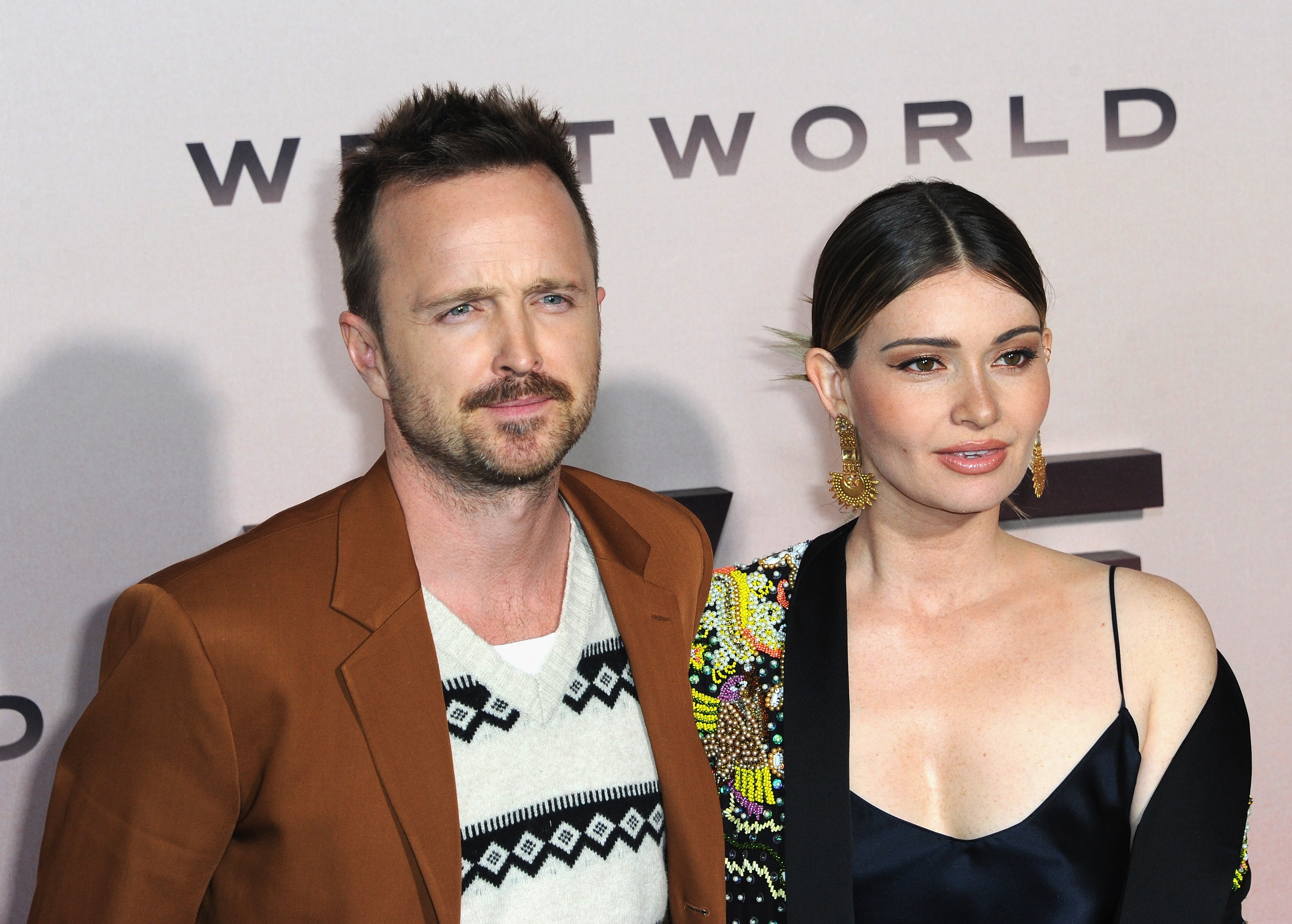 Aaron Paul and Lauren Parsekian attend the Season 3 premiere of HBO's "Westworld" held at TCL Chinese Theatre on March 5, 2020, in Hollywood, California. | Source: Getty Images
