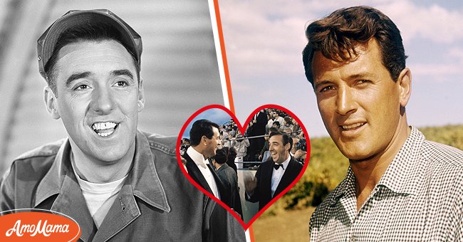 Jim Nabors in a scene from the series "Gomer Pyle, USMC" on September 30, 1964, and the two at the Academy Awards on April 10, 1967, and Rock Hudson, circa 1955. | Source: CBS Photo Archive & Bettman & Silver Screen Collection/Getty Images