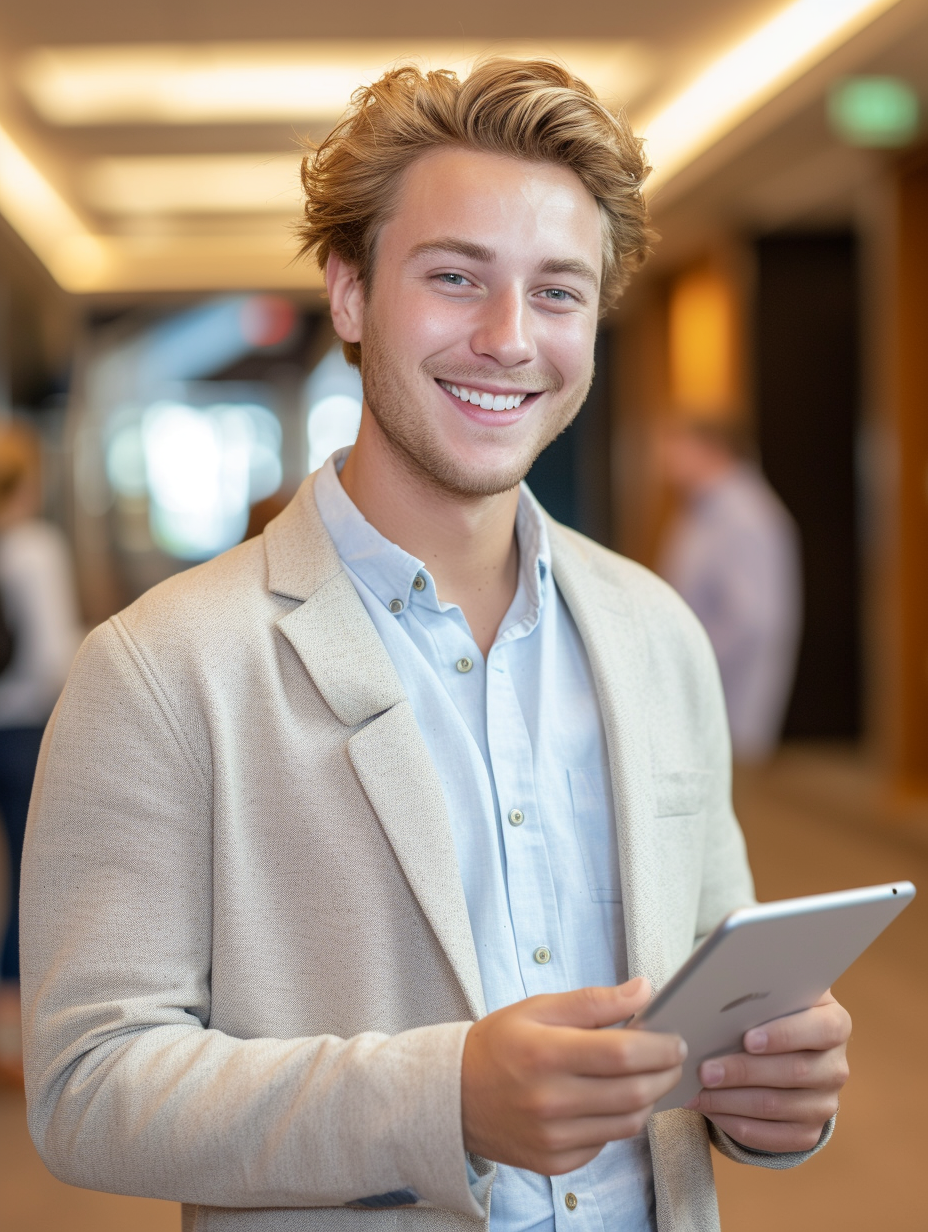 A man holding a tablet | Source: Midjourney