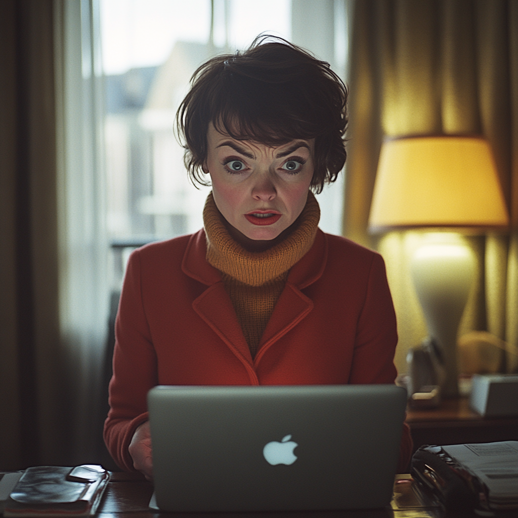 A woman looking at a laptop | Source: Midjourney