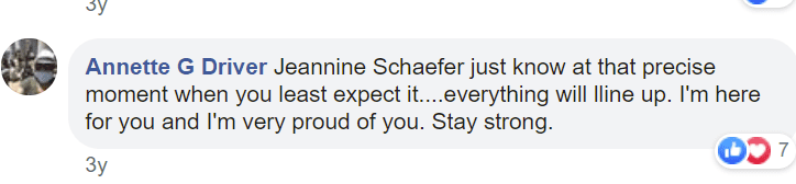 Kommentar einesrBenutzerin zu Jeannine Schaefers Beitrag über das Suchen und Finden ihrer Tochter. | Quelle: Facebook.com/jeannine.schaefer.1