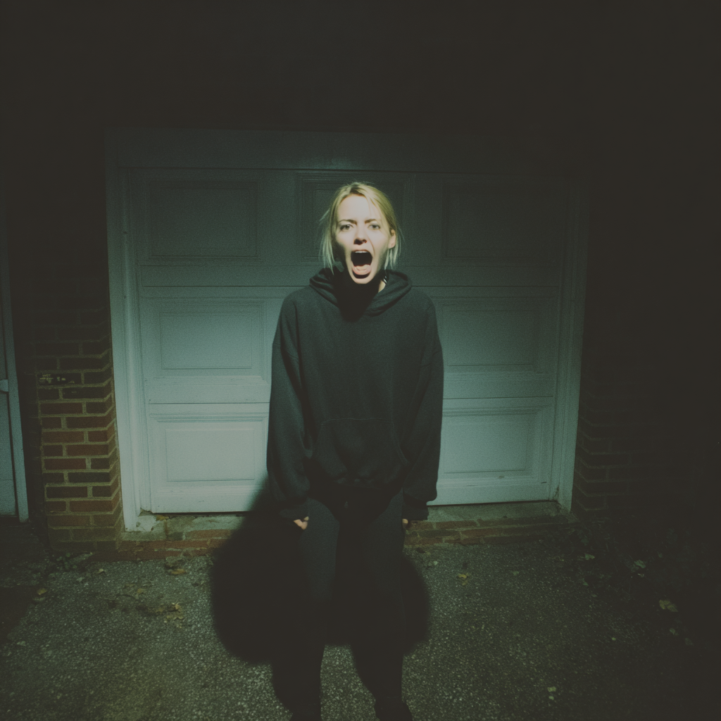 A shouting woman dressed in black | Source: Midjourney