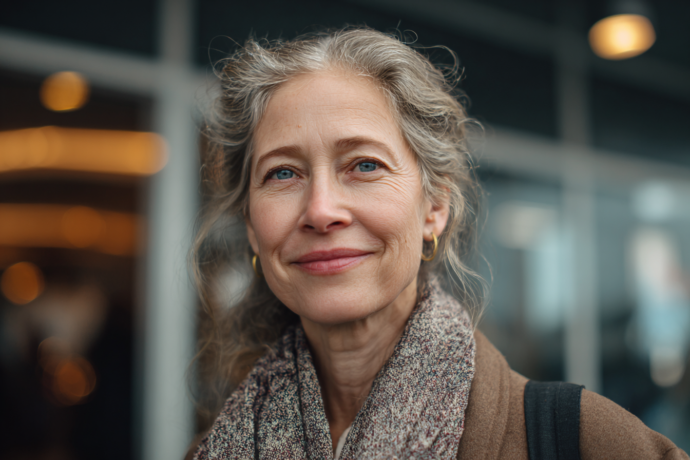 A woman standing inside an airport | Source: Midjourney