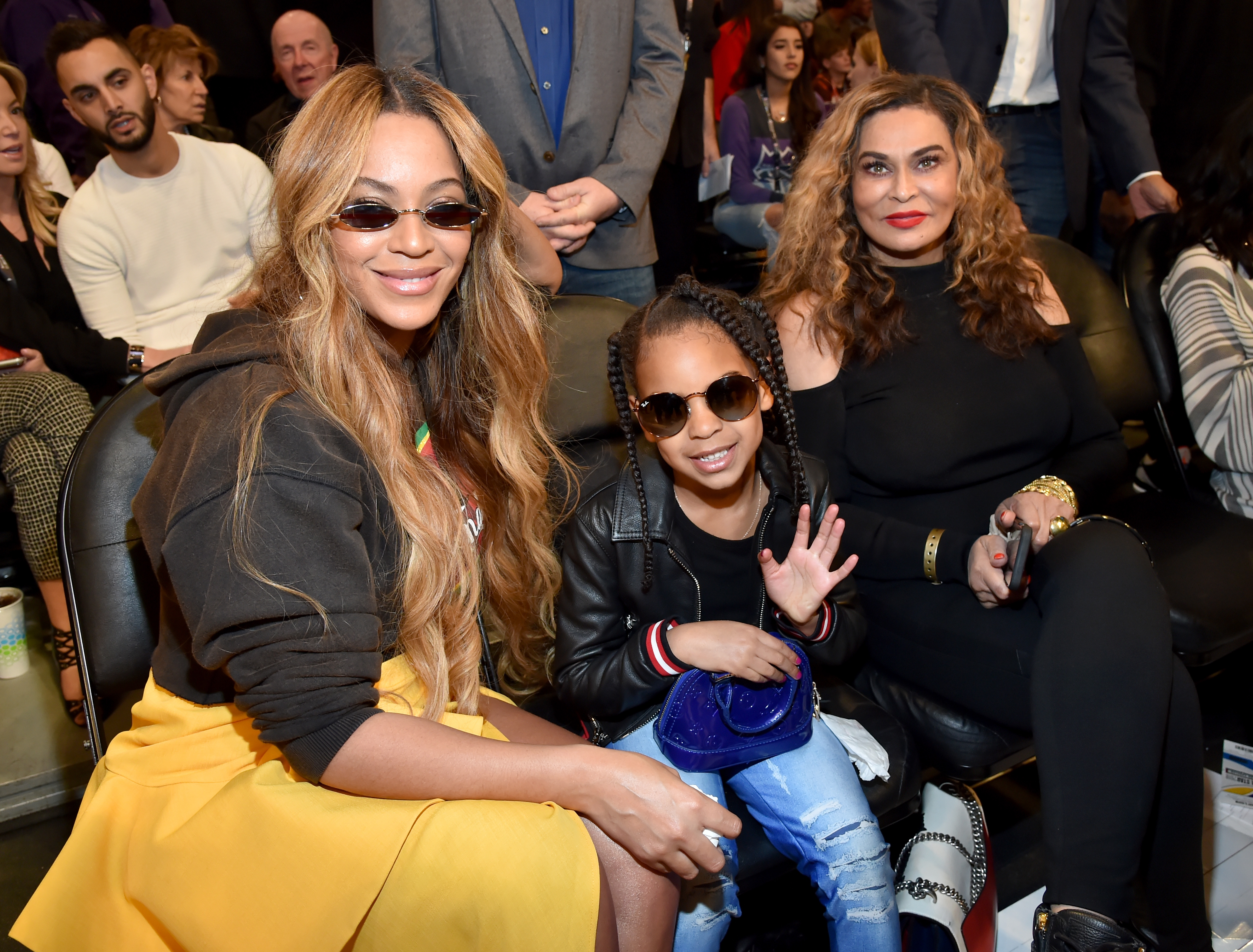 Beyonce, Blue Ivy Carter, and Tina Knowles attend the 67th NBA All-Star Game on February 18, 2018 in Los Angeles, California | Source: Getty Images