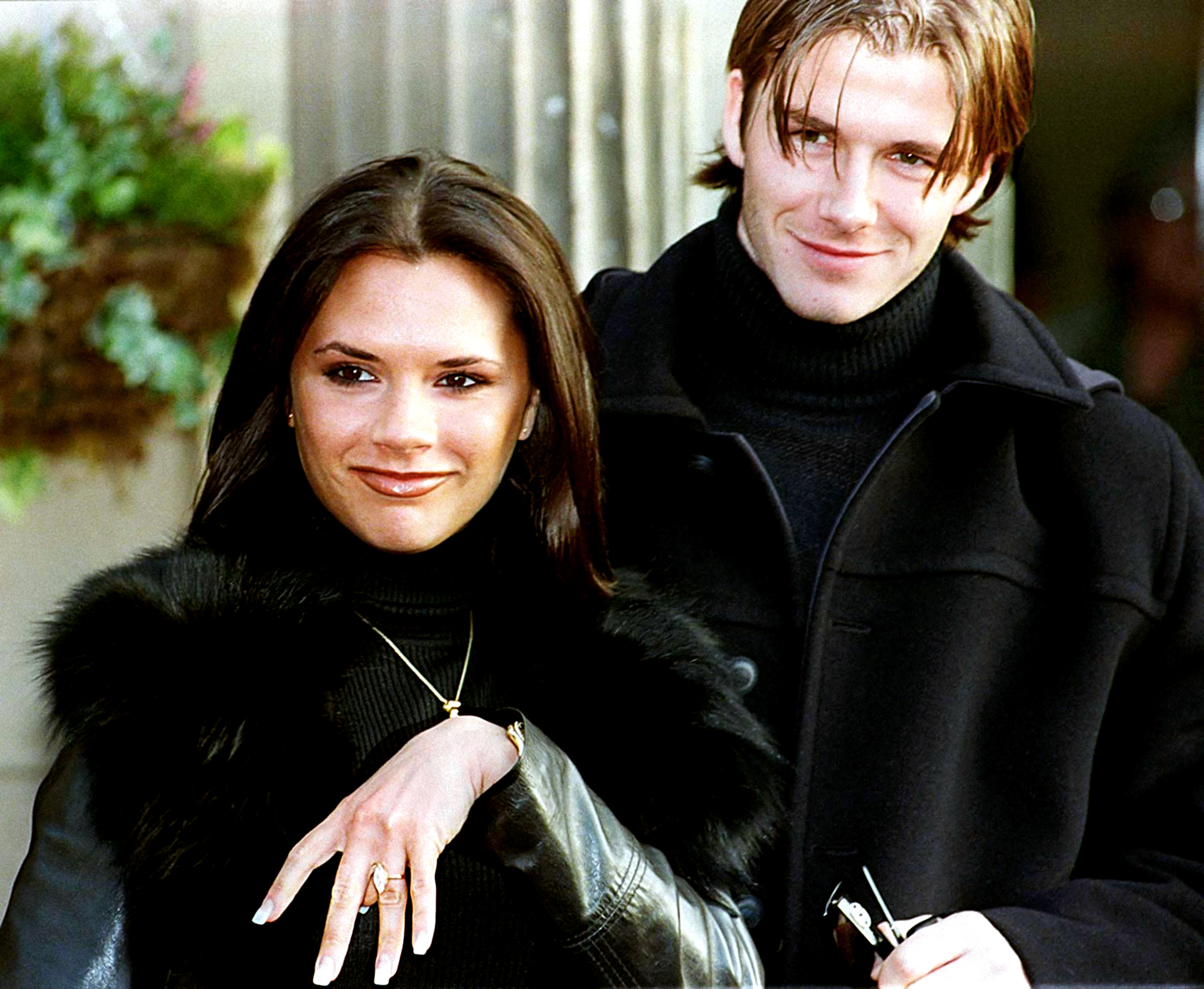 Victoria and David Beckham leave the Hotel near Crewe on 25 January 1998, where the announcement of their future wedding was made. | Source: Getty Images