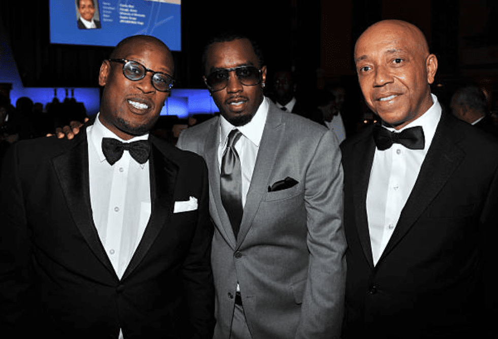 Andre Harrell, Sean "P. Diddy" Combs and Russell Simmons pose together at the 2011 Jackie Robinson Foundation awards on March 7, 2011, New York | Source: Stephen Lovekin/Getty Images for The Jackie Robinson Foundation