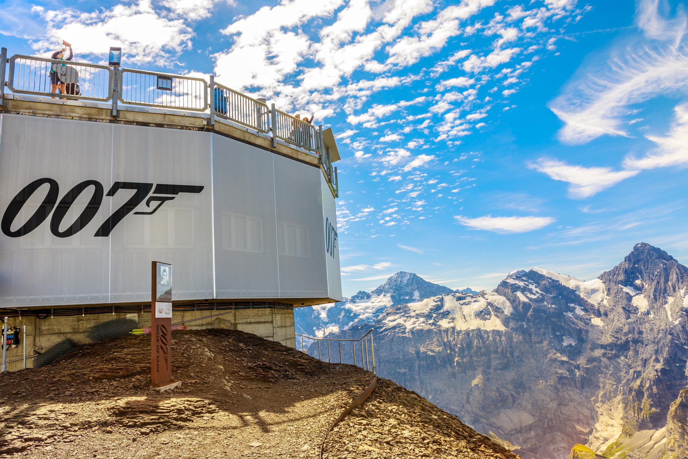 A view platform at Piz Gloria at 2970 meters, the summit of Schilthorn famous for 007 James Bond movie, on August 19, 2020. | Source: Getty Images