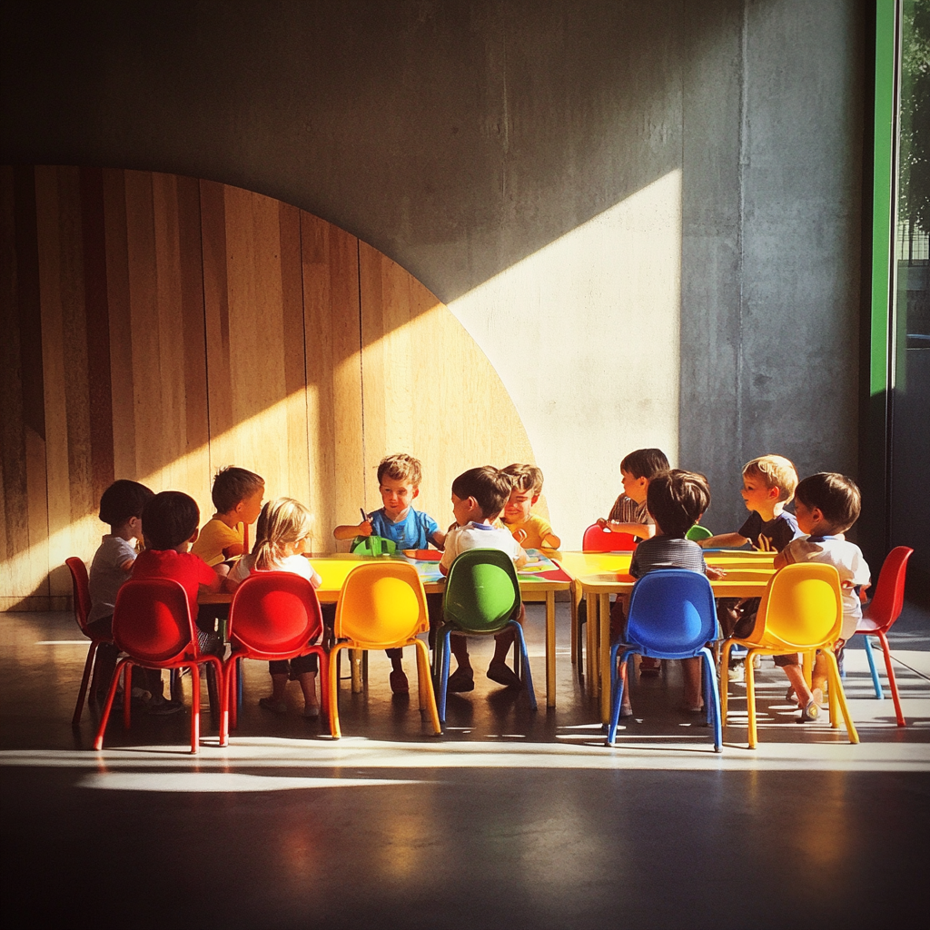 Children sitting at a table | Source: Midjourney