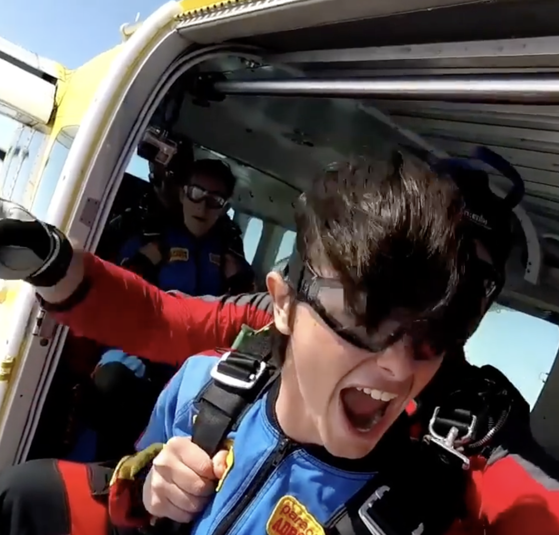 Screenshot of a video showing Dylan skydiving on August 24, 2019 | Source: Instagram/dylan_douglas