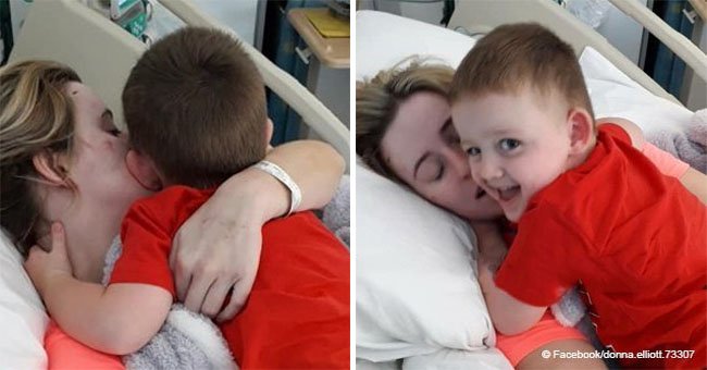 Son hugs mother for the first time after she wakes up from horror-crash coma