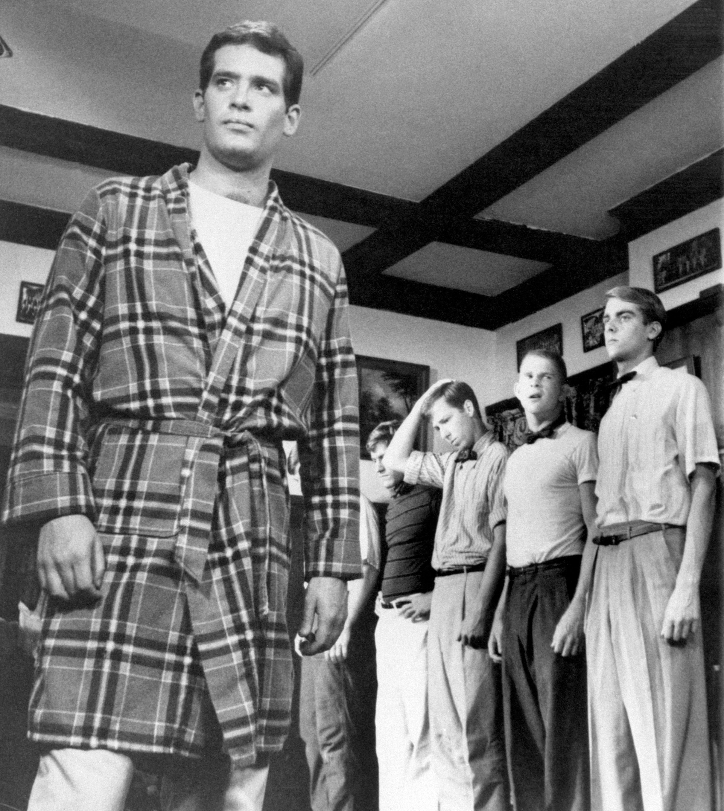 An undated picture of Scott Newman, wearing a bathrobe in this scene from the 1977 movie "Fraternity Row." | Photo: Getty Images