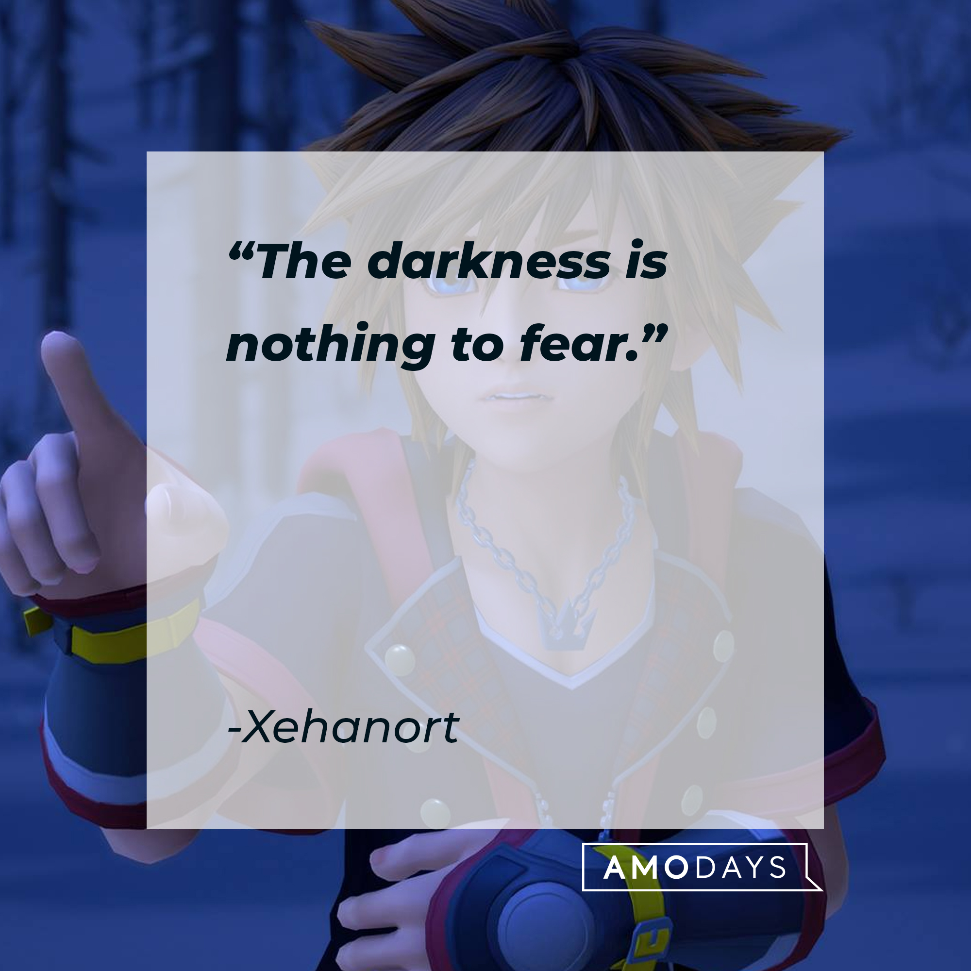 An image of Sora with Xehanort’s quote: “The darkness is nothing to fear.” | Source: facebook.com/KingdomHearts