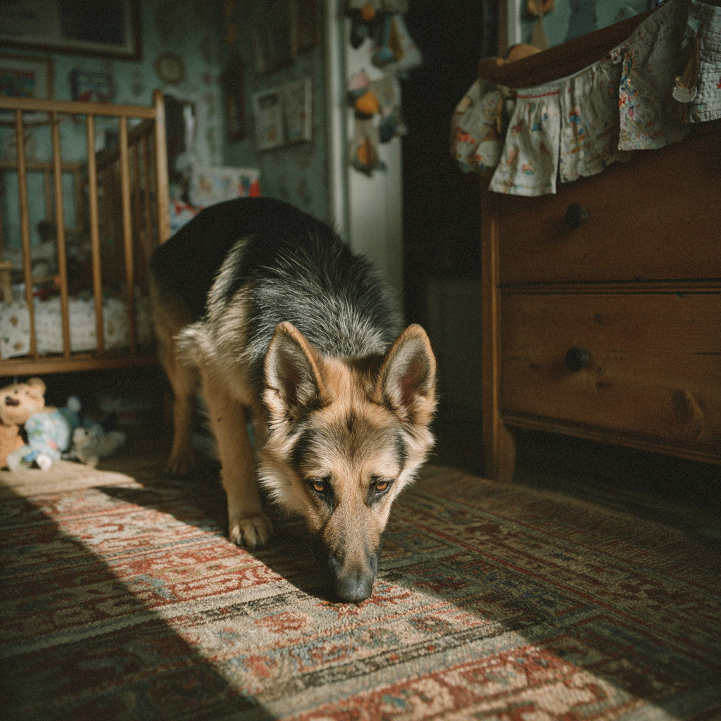 A dog sniffing around a room | Source: Midjourney