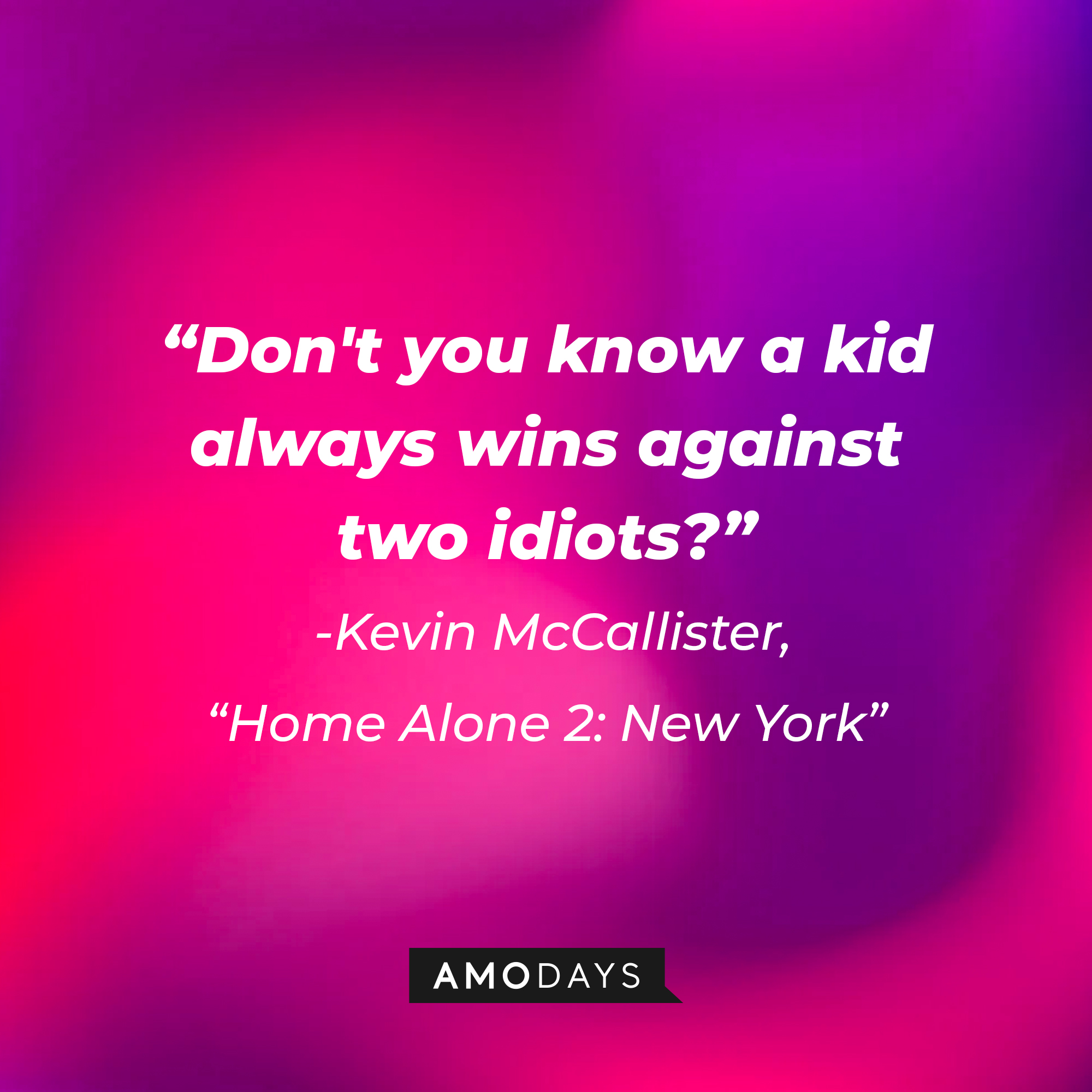 Kevin McCallister's quote: "Don't you know a kid always wins against two idiots?" | Source: AmoDays