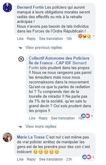source: Facebook- collectifpoliciersidf