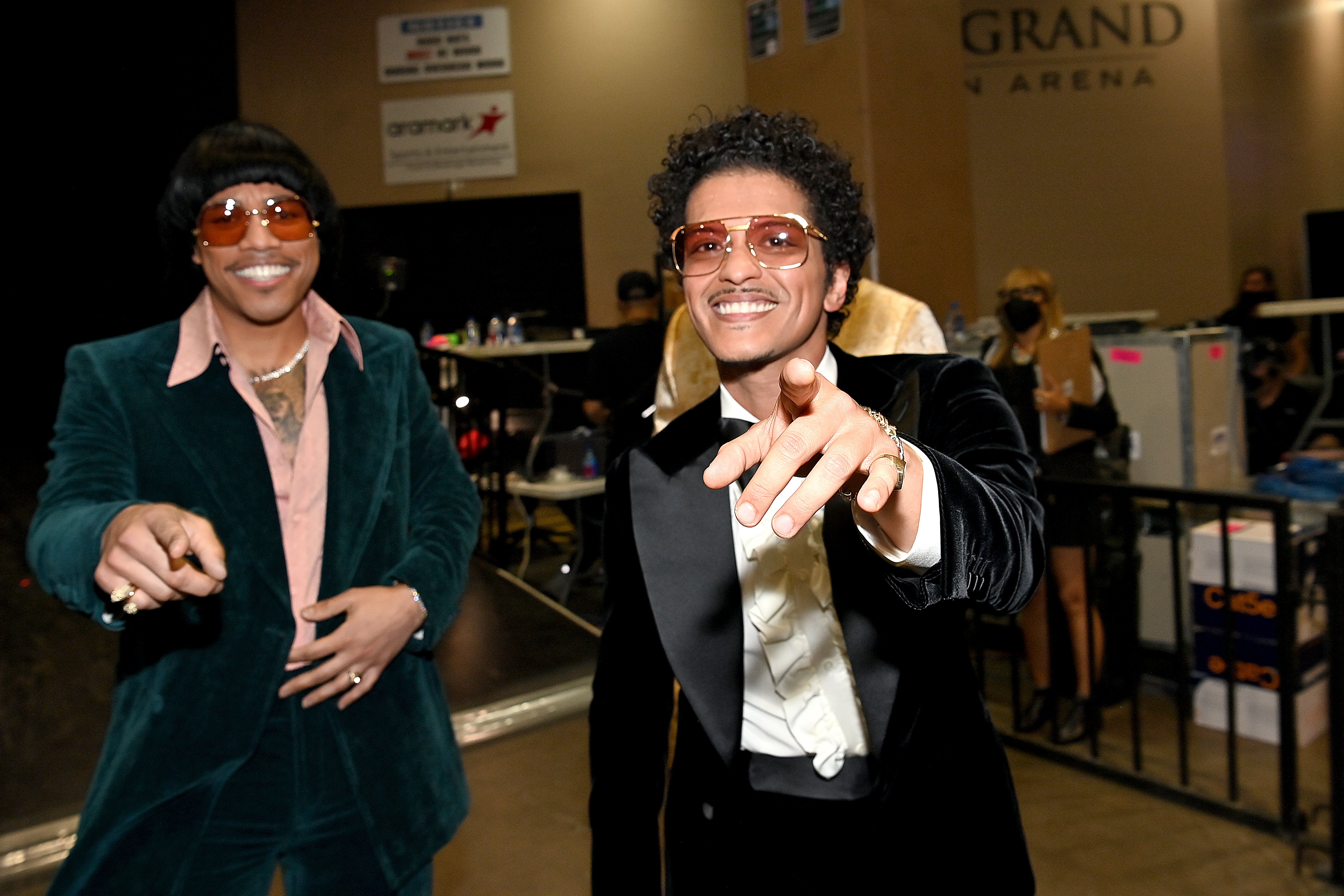 Anderson Paak and Bruno Mars during the 64th Annual Grammy Awards at MGM Grand Garden Arena on April 03, 2022 in Las Vegas, Nevada. / Source: Getty Images