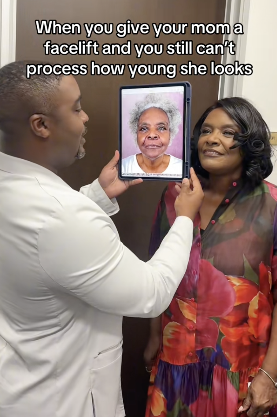 A screenshot of Linda Truesdale with her son, Carl, from a post dated November 23, 2024. | Source: TikTok/doctor.truesdale